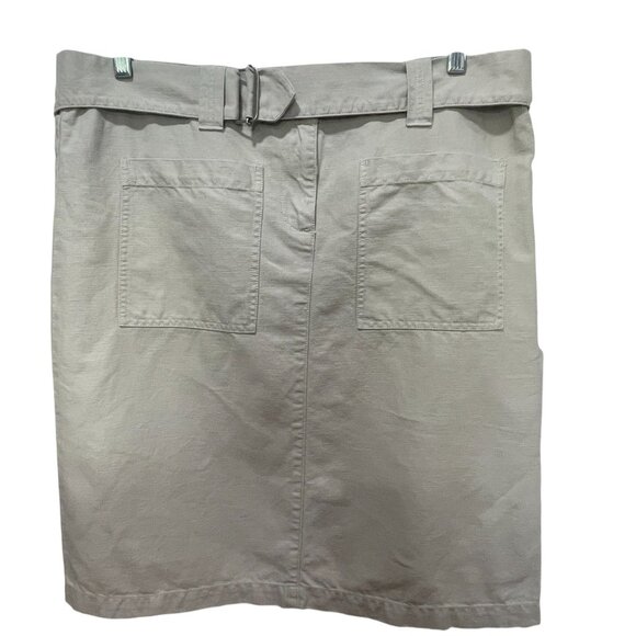 Calvin Klein Jeans Belted Skirt Linen Blend Khaki Utility Pockets Size 8 - Picture 4 of 10